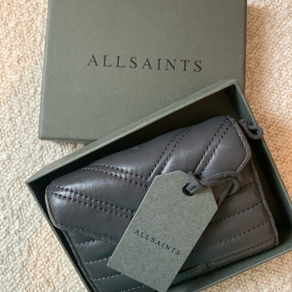 ALLSAINTS Justine Flap Leather Cardholder (graphite grey)